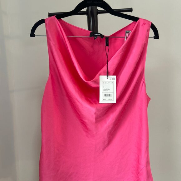 Theory Women's Pink Sleeveless Cowl-Neck Blouse, Size L - Picture 4 of 7